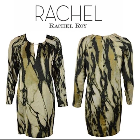 Rachel Roy Shift Dress Green & Black.  M - Picture 2 of 3